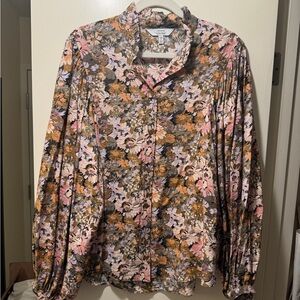 & Other Stories Floral Ruffle Button Up Blouse | Size S